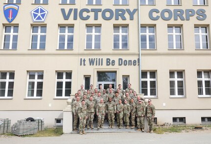 Soldiers from the 138th Operational Fires Command integrate with 41st Field Artillery Brigade and U.S. Army V Corps during Command Post Exercise hosted in both Fort Knox, Kentucky, and Camp Kosciusko, Poland, early May 2025.