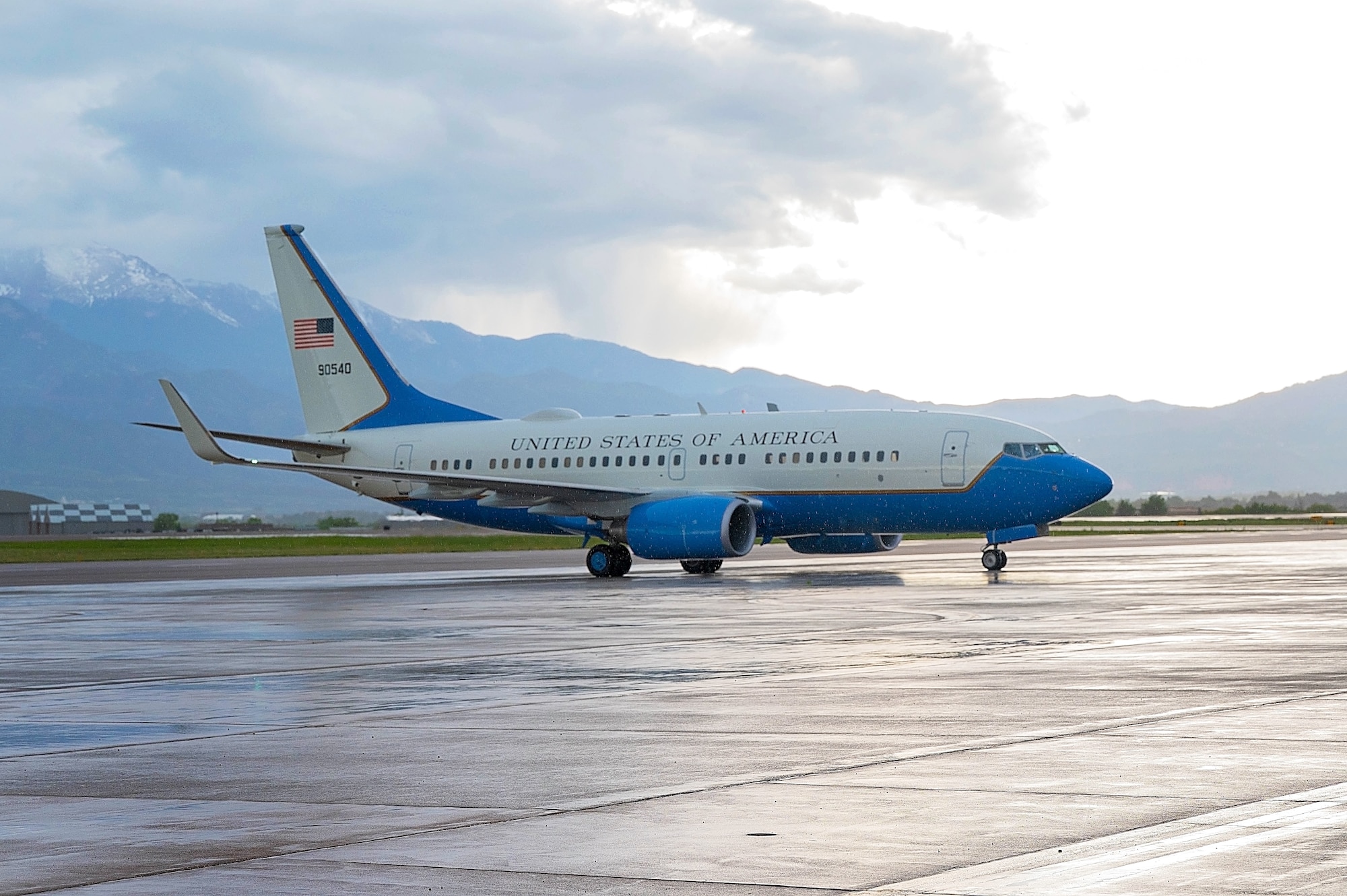 Secretary of the Air Force Troy Meink arrives for his first visit as SECAF at Peterson Space Force Base inside an airplane.