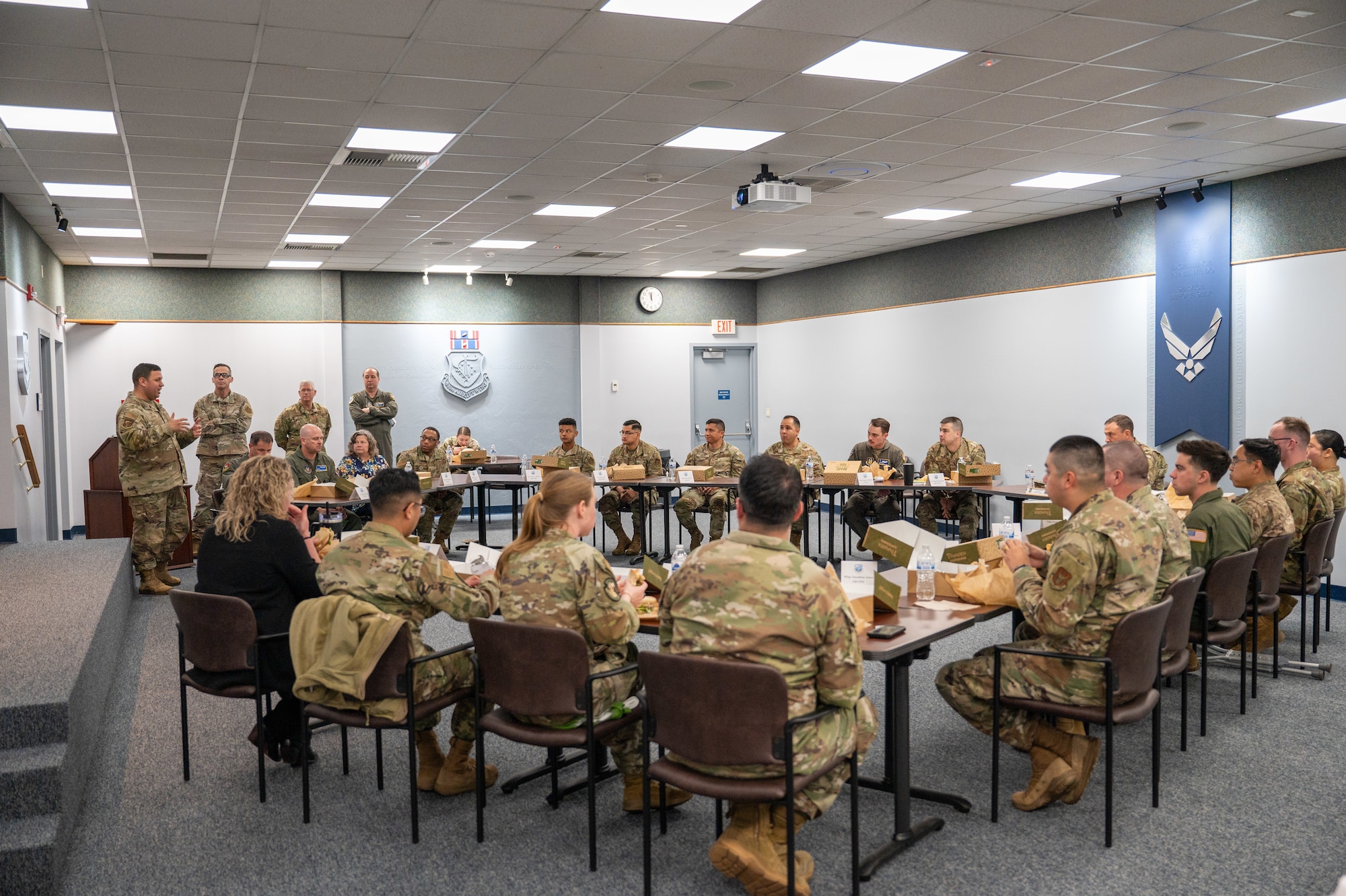 Gen. John Lamontagne, Air Mobility Command commander, visited with Reserve Citizen Airmen from the 446th Airlift Wing to discuss lessons learned from recent short notice deployments May 19-22, 2025.