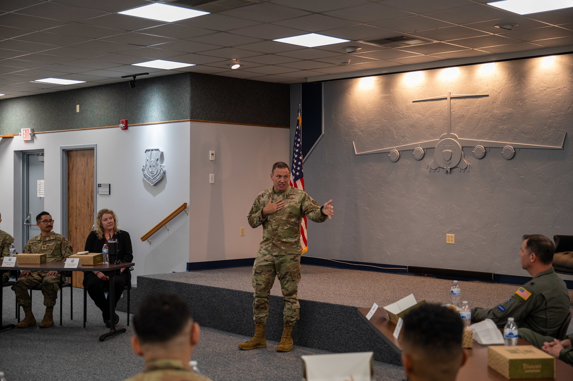Gen. John Lamontagne, Air Mobility Command commander, visited with Reserve Citizen Airmen from the 446th Airlift Wing to discuss lessons learned from recent short notice deployments May 19-22, 2025.