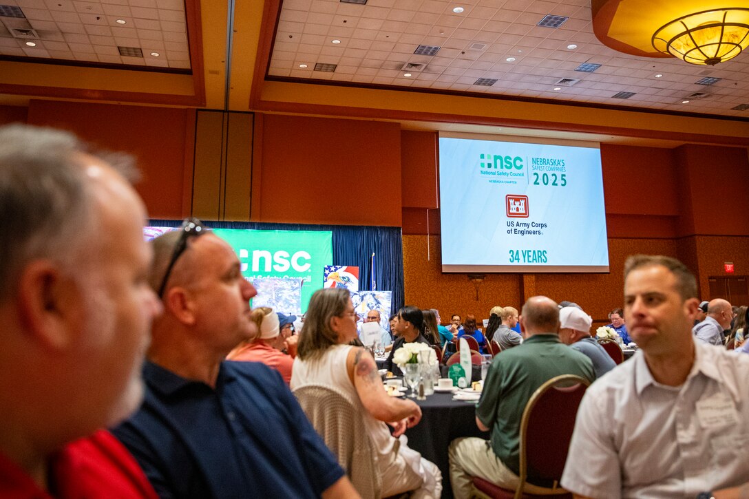 Representatives from the U.S. Army Corps of Engineers, Omaha District participate in the National Safety Council, Nebraska Chapter safety awards celebration, May 14, 2025, in LaVista, Nebraska.