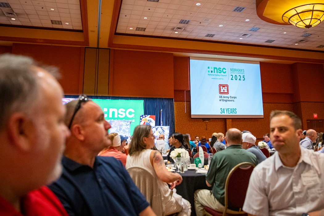 Representatives from the U.S. Army Corps of Engineers, Omaha District participate in the National Safety Council, Nebraska Chapter safety awards celebration, May 14, 2025, in LaVista, Nebraska.