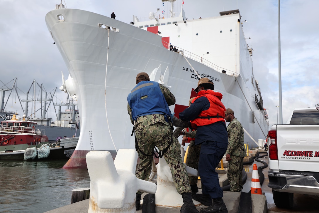 NORFOLK, Virginia (May 30, 2025) – The U.S. Navy Mercy-class hospital ship USNS Comfort (T-AH 20) departed Naval Station Norfolk to begin its summer deployment to the U.S. Southern Command area of operation in support of U.S. Naval Forces Southern Command/U.S.4th Fleet’s Continuing Promise 2025, May 30.