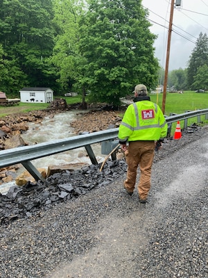 U.S. Army Corps of Engineers staff conducts debris assessments across the Georges Creek region of Allegany County on May 30.
