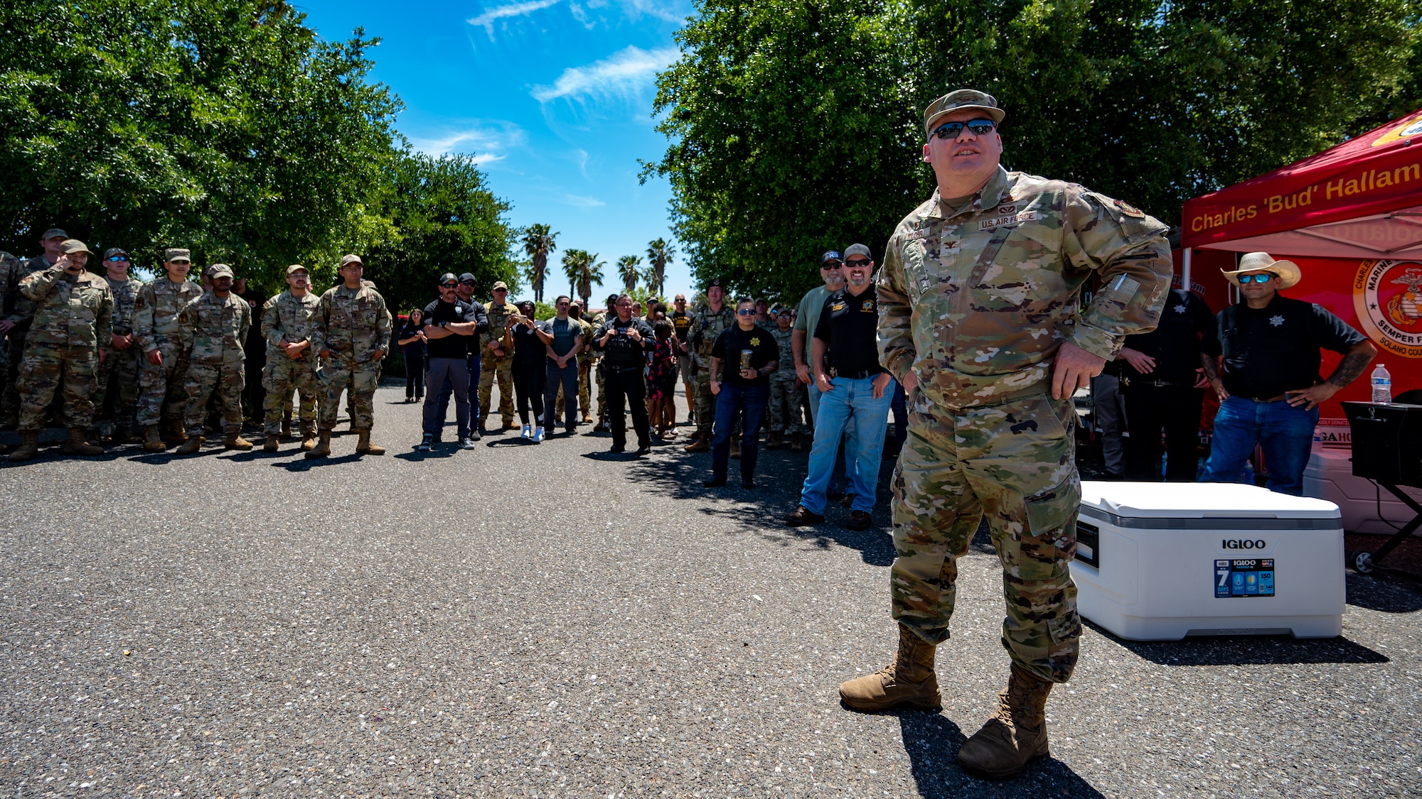 Commander delivers remarks prior to competition.