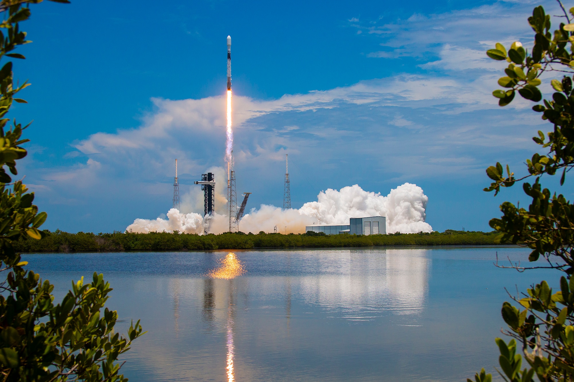 U.S. Space Force’s Space Systems Command (SSC) and Space Operations Command (SpOC), successfully launch a Global Positioning System (GPS) M-code satellite into orbit as part of the GPS III-7 mission on a SpaceX Falcon 9 rocket from Space Launch Complex 40 (SLC-40), Cape Canaveral Space Force Station, Florida, May 30,2025. The coordinated efforts between SSC and SpOC demonstrated a fast-moving, collaborative effort across multiple U.S. Space Force organizations to draw an existing GPS III satellite from storage, accelerate integration of the satellite and launch vehicle, and rapidly process it for launch within three months. (Photo courtesy of SpaceX)