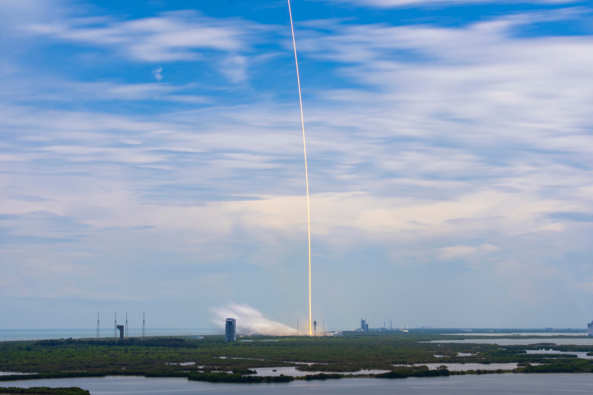 U.S. Space Force’s Space Systems Command (SSC) and Space Operations Command (SpOC), successfully launch a Global Positioning System (GPS) M-code satellite into orbit as part of the GPS III-7 mission on a SpaceX Falcon 9 rocket from Space Launch Complex 40 (SLC-40), Cape Canaveral Space Force Station, Florida, May 30,2025. The GPS III satellite is equipped with M-Code technology providing the warfighter with a capability that is three-times more accurate, and eight-times more resistant to jamming. This effort ensures rapid delivery of modernized Precision, Navigation, and Timing capabilities to the Joint Force. (Photo courtesy of SpaceX)