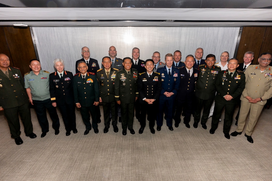 Chiefs of defense and senior military commanders take a group photo at the Shangri-La Dialogue in Singapore, May 31, 2025. The Shangri-La Dialogue, hosted by the International Institute for Strategic Studies, is a defense summit focused on the Indo-Pacific region where ministers and representatives gather to discuss pressing security challenges and engage in bilateral talks. USINDOPACOM is committed to enhancing stability in the Indo-Pacific region by promoting security cooperation, encouraging peaceful development, responding to contingencies, deterring aggression and, when necessary, prevailing in conflict. (U.S. Navy photo by Chief Mass Communication Specialist Shannon M. Smith)