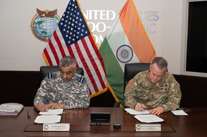 U.S. Indo-Pacific Command Deputy Commander Lt. Gen. Joshua M. Rudd and India Chief of Integrated Defence Staff Air Marshal Ashutosh Dixit co-chaired the 22nd Military Cooperation Group at USINDOPACOM headquarters in Honolulu, Nov. 3-4, 2025.