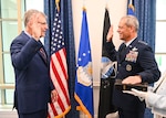 Secretary of the Air Force Troy Meink (left) swears in Gen. Ken Wilsbach as the new Chief of Staff of the Air Force at the Pentagon, Arlington, Virginia, Nov. 3, 2025. Wilsbach became the 24th CSAF. (U.S. Air Force photo by Staff Sgt. Stuart Bright)