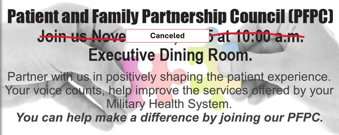 The Nov. 5 PFPC has been canceled.