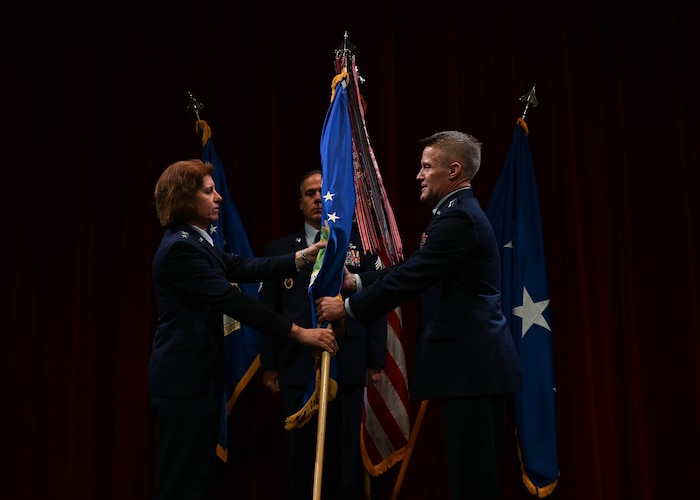 Outgoing commander passes command to incoming commander