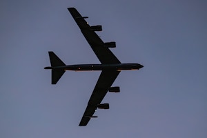 A B-52 Bomber in the air.