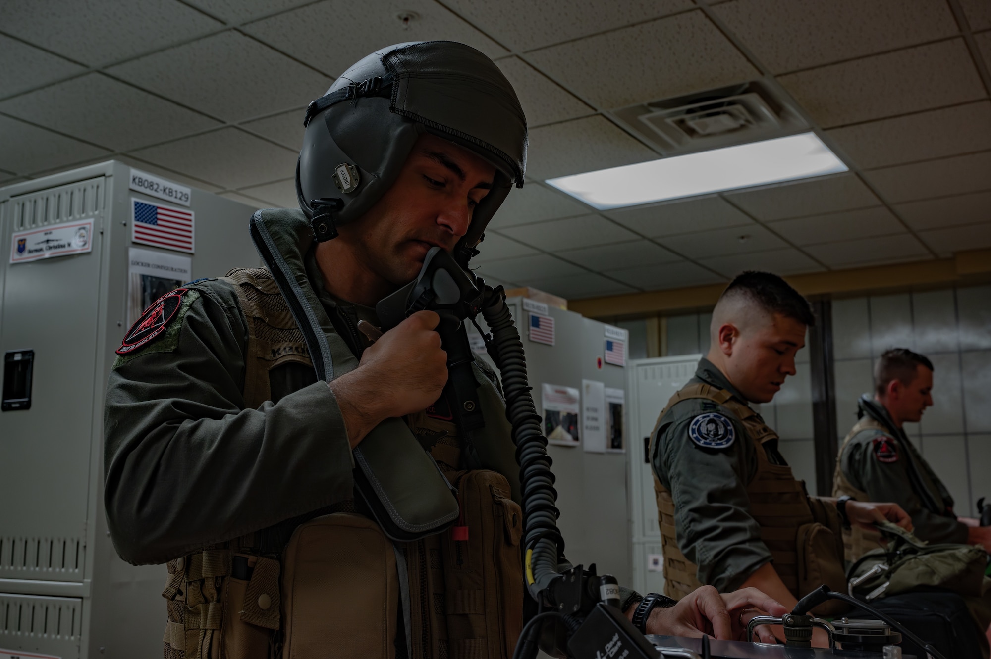 Three men training for a flight
