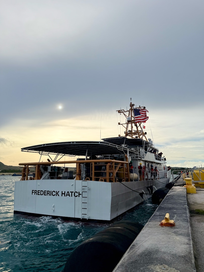USCGC Frederick Hatch (WPC 1143) returns to Guam from Honolulu, where it underwent drydock.