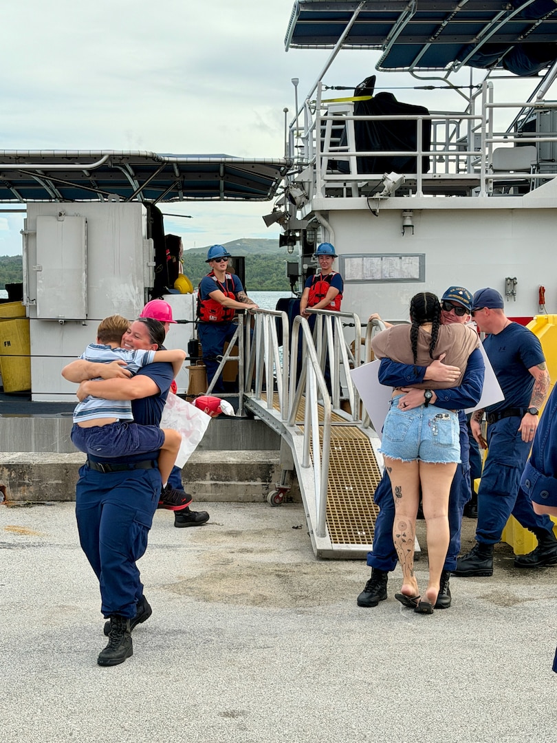 USCGC Frederick Hatch (WPC 1143) returns to Guam from Honolulu, where it underwent drydock.