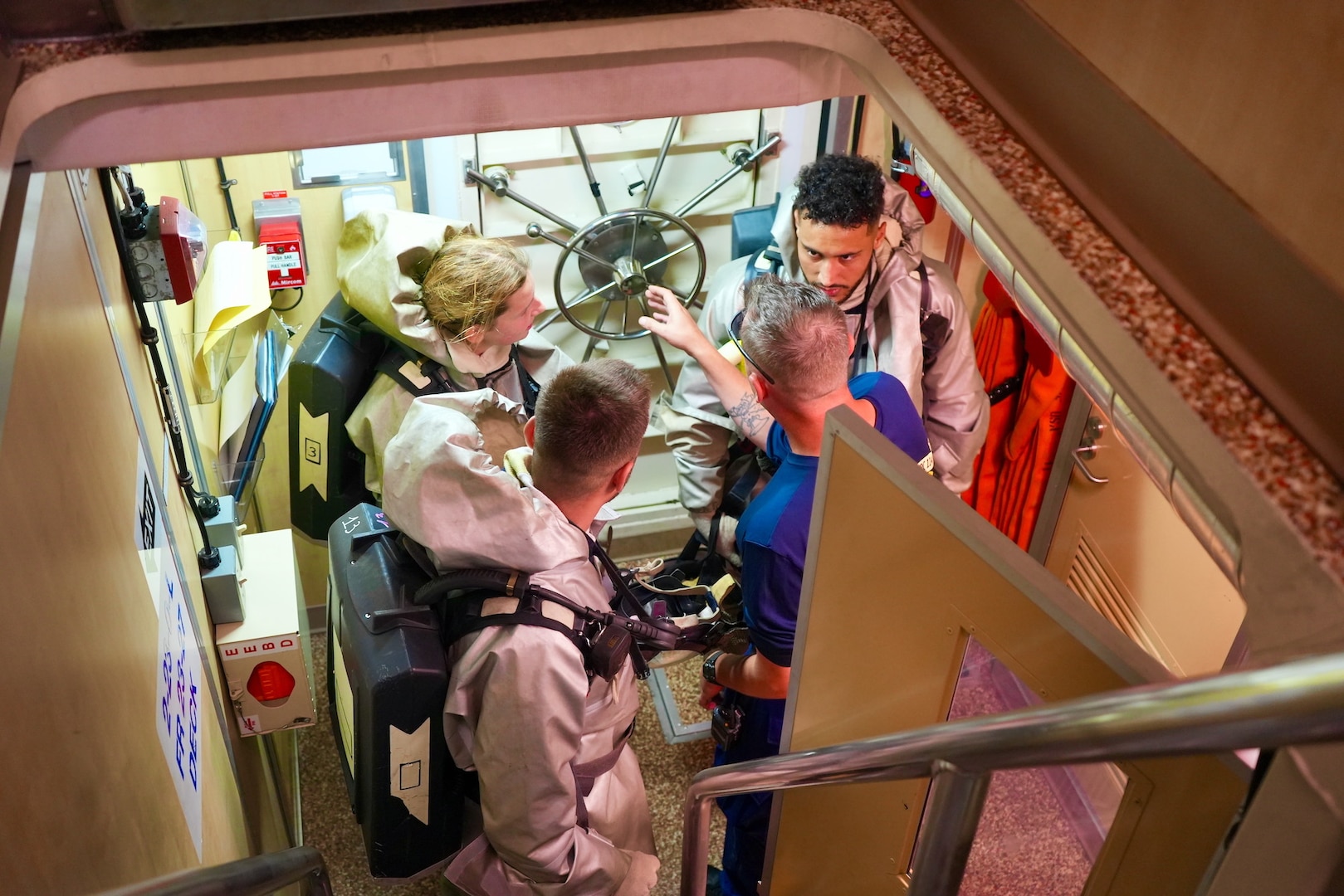 USCGC Frederick Hatch (WPC 1143) and FS Prairial (F731) crews work together off Majuro