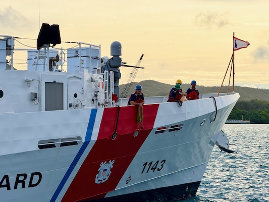 USCGC Frederick Hatch (WPC 1143) returns to Guam from Honolulu, where it underwent drydock.