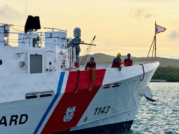 USCGC Frederick Hatch (WPC 1143) returns to Guam from Honolulu, where it underwent drydock.
