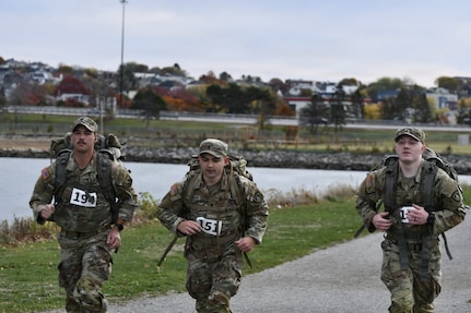 Soldiers, Airmen, and cadets from across Maine gathered at the Back Cove Trail in Portland to attempt the Norwegian Foot March challenge on Nov. 1, 2025.