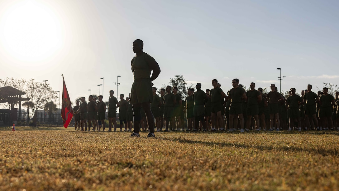 U.S. Marines and sailors with Marine Forces Reserve and Marine Forces South participate in an annual birthday motivational run celebrating the 250th birthday of the U.S. Marine Corps, in New Orleans, Nov. 7, 2025. The run started at the Marine Corps Support Facility New Orleans and traveled along the Mississippi River ending back at MCSF. The run celebrates the history of the Marine Corps and creates esprit de corps and comradery among Marines. (U.S. Marine Corps photo by Lance Cpl. Juan Diaz)