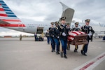 U.S. Army Soldiers assigned to the New York National Guard Honor Guard conduct a dignified transfer of the remains of U.S. Army Staff Sgt. John A. Pagliuso at Frederick Douglas International Airport in Rochester, N.Y., Nov. 5, 2025. Pagliuso, a former U.S. Army Air Corps aerial photographer, was killed on Oct. 5, 1942, when his B-25D Mitchell bomber was shot down over Papua New Guinea.