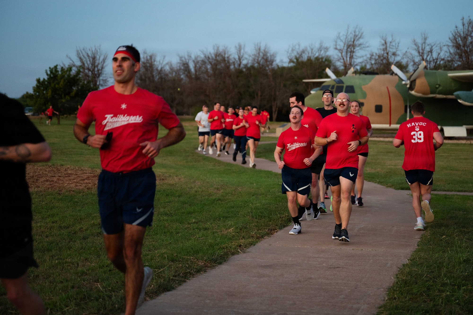 Airmen participate in a 5K run