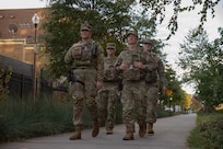 U.S. Soldiers with the 128th Military Police Company, Alabama National Guard, conduct a presence patrol in Washington, D.C., Oct. 24, 2025.