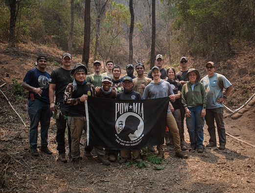 Defense POW/MIA Accounting Agency recovery team members pose for a group photo at the end of a recovery mission in Thailand, March 29, 2025.