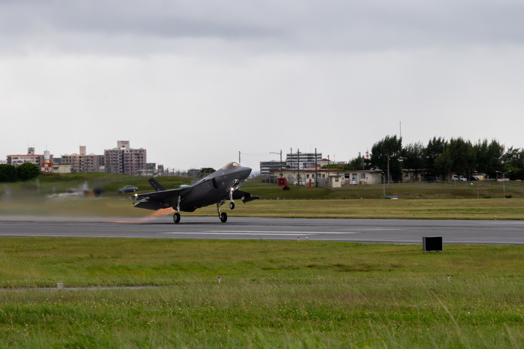 aircraft takes off from flight line