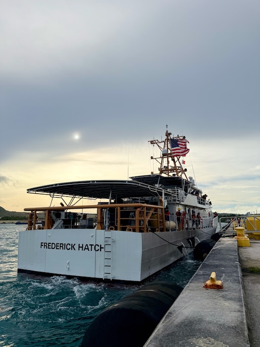 The USCGC Frederick Hatch (WPC 1143) crew return to homeport Nov. 5, 2025, after a deployment of more than eight months that included scheduled drydock maintenance in Honolulu and activities in the Republic of the Marshall Islands.