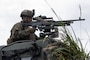 U.S. Marine Corps Sgt. Dawson Dauzat, a high mobility artillery rocket system operator assigned to 3rd Battalion, 12th Marine Regiment, 3rd Marine Division, operates an M240B machine gun during a live-fire mission at the Combined Arms Training Center, Camp Fuji, Japan, Oct. 26, 2025.