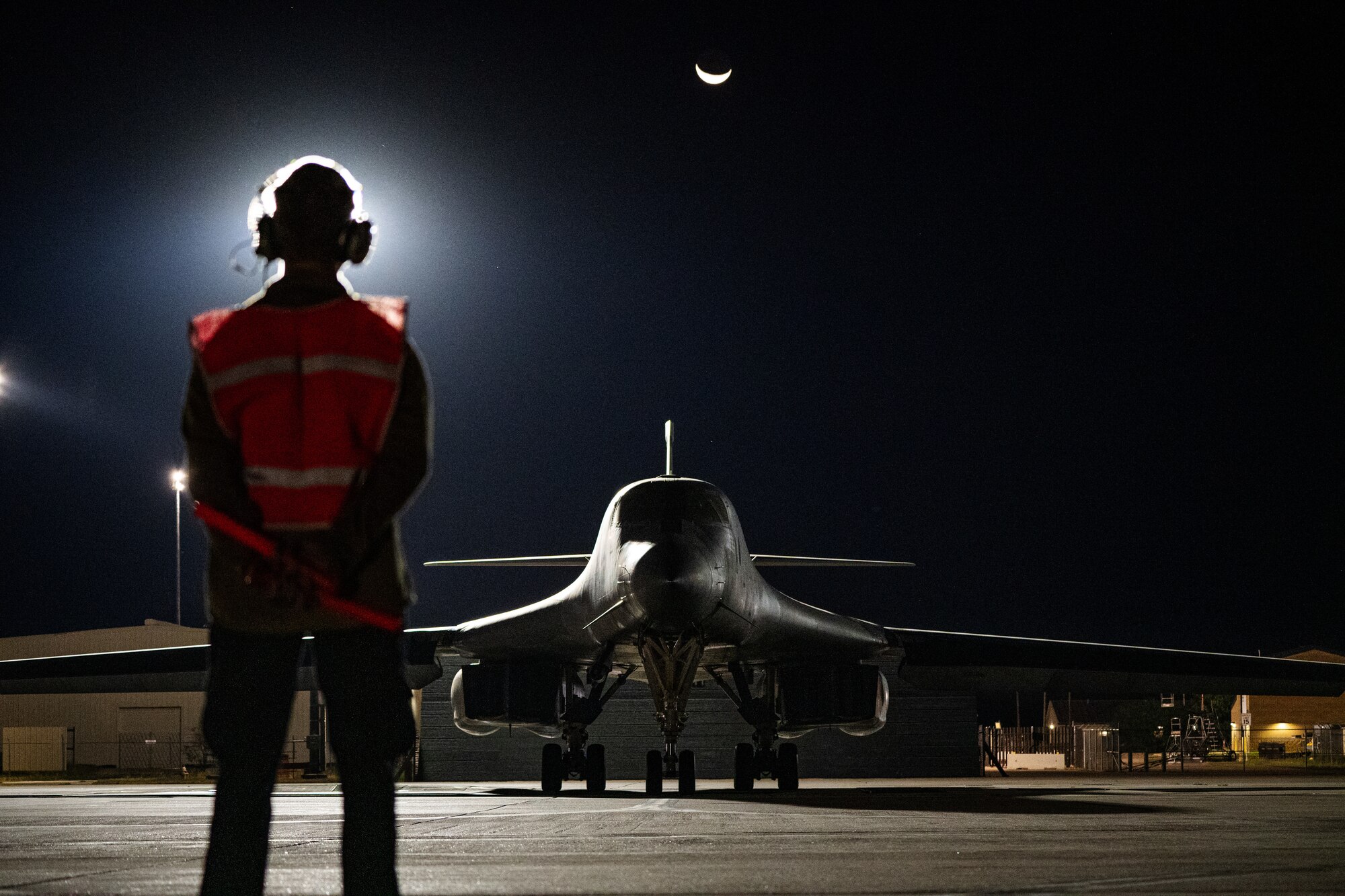 A U.S. Air Force B-1B Lancer assigned to the 9th Bomb Squadron prepares to depart Dyess Air Force Base, Texas, in support of a Bomber Task Force deployment, Oct. 16, 2025. The USAF uses cutting-edge capabilities and integrates with other Department of War components, our Allies and partners to deliver airpower worldwide. (U.S. Air Force photo by Senior Airman Jade M. Caldwell)