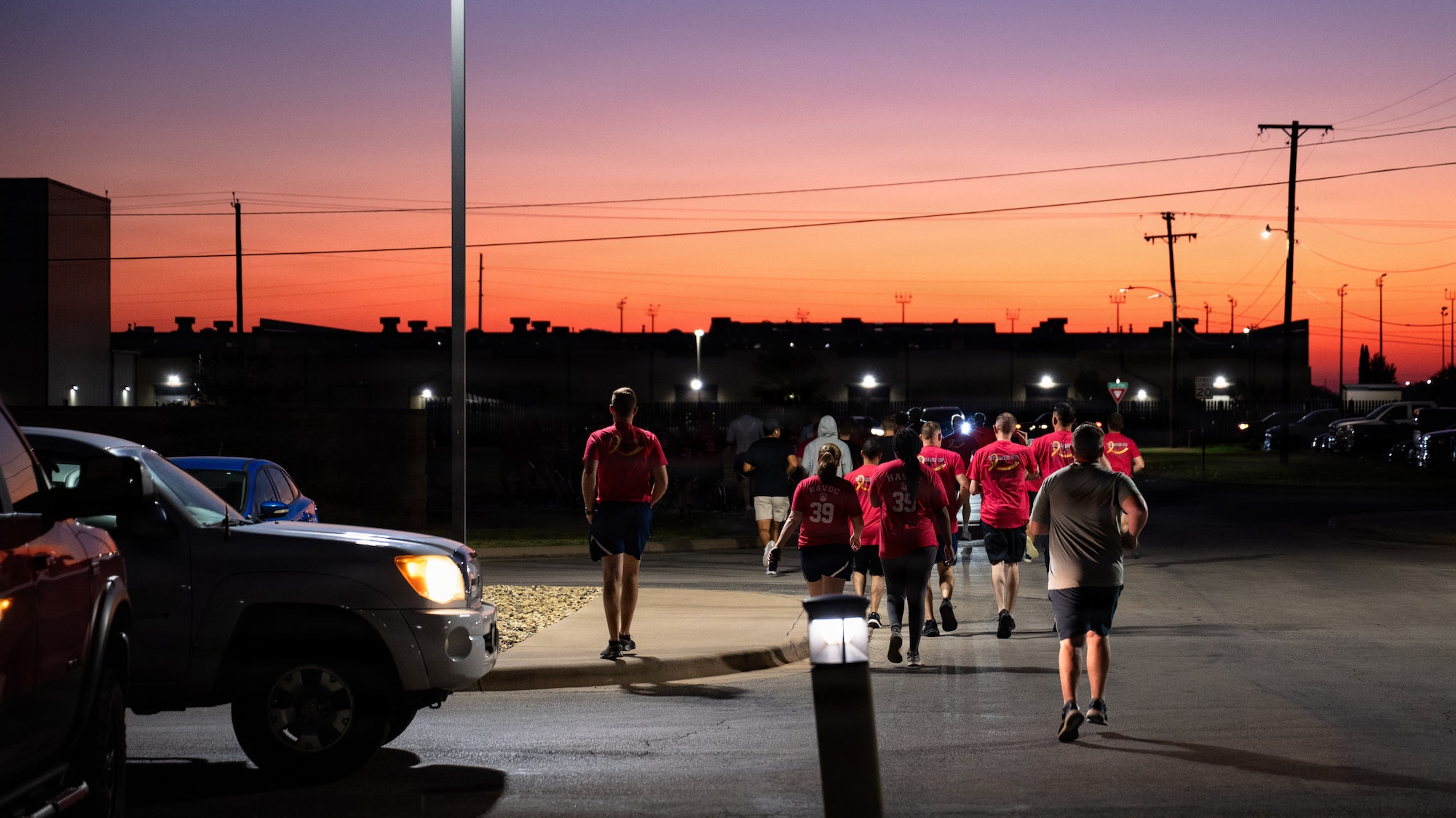 Airmen participate in a 5K run