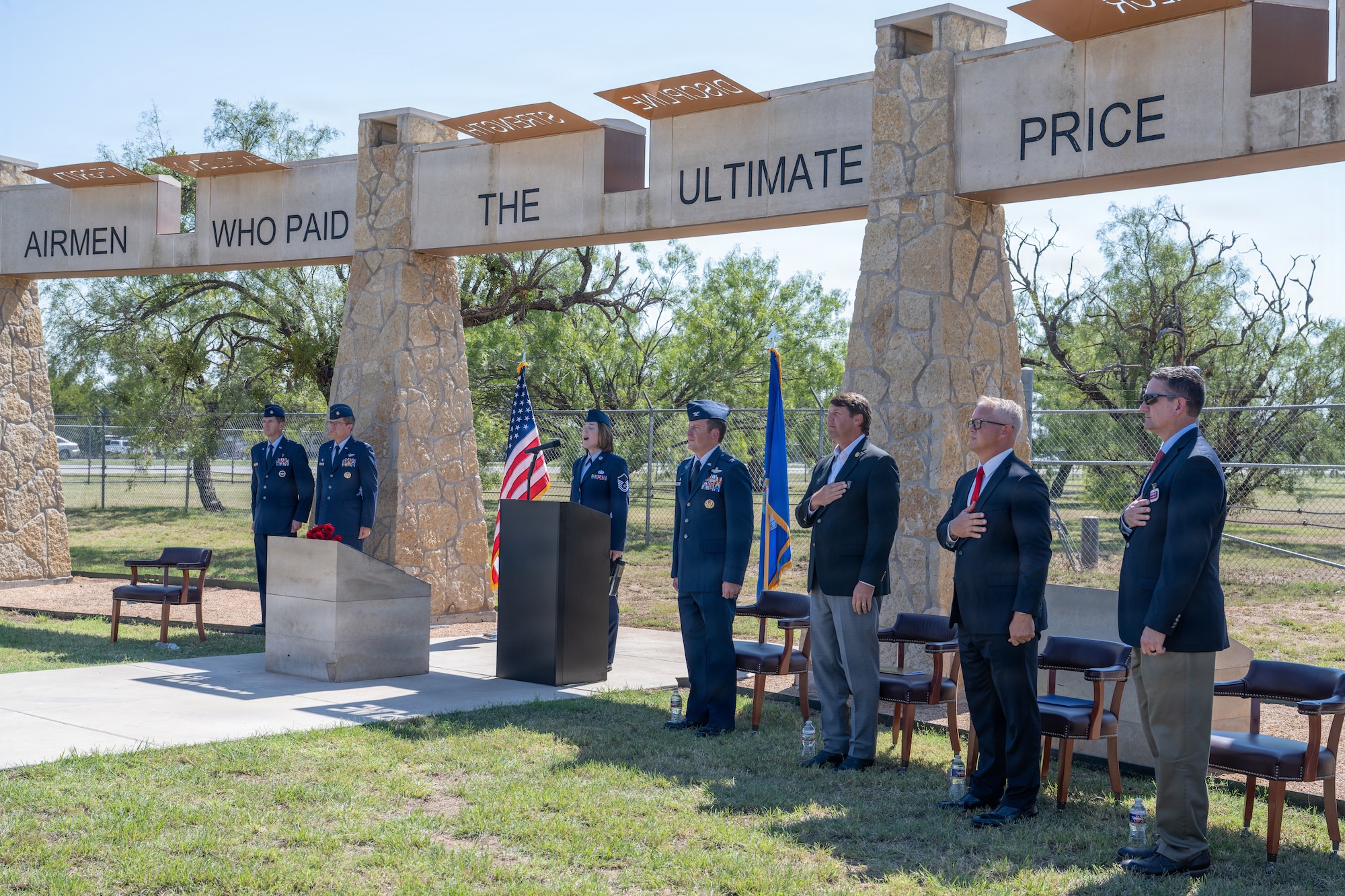 Airmen gather at a memorial ceremony