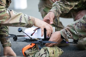 Preparing a Precision Blood Aerial Delivery System during drone delivery exercise