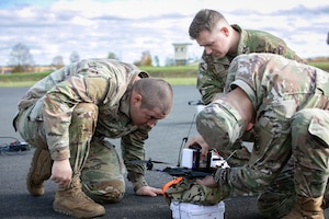 Preparing a Precision Blood Aerial Delivery System during drone delivery exercise