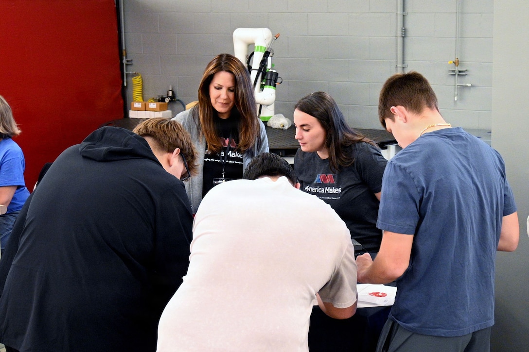 Students at a Manufacturing Month event with America Makes, a DoD Manufacturing Innovation Institute.