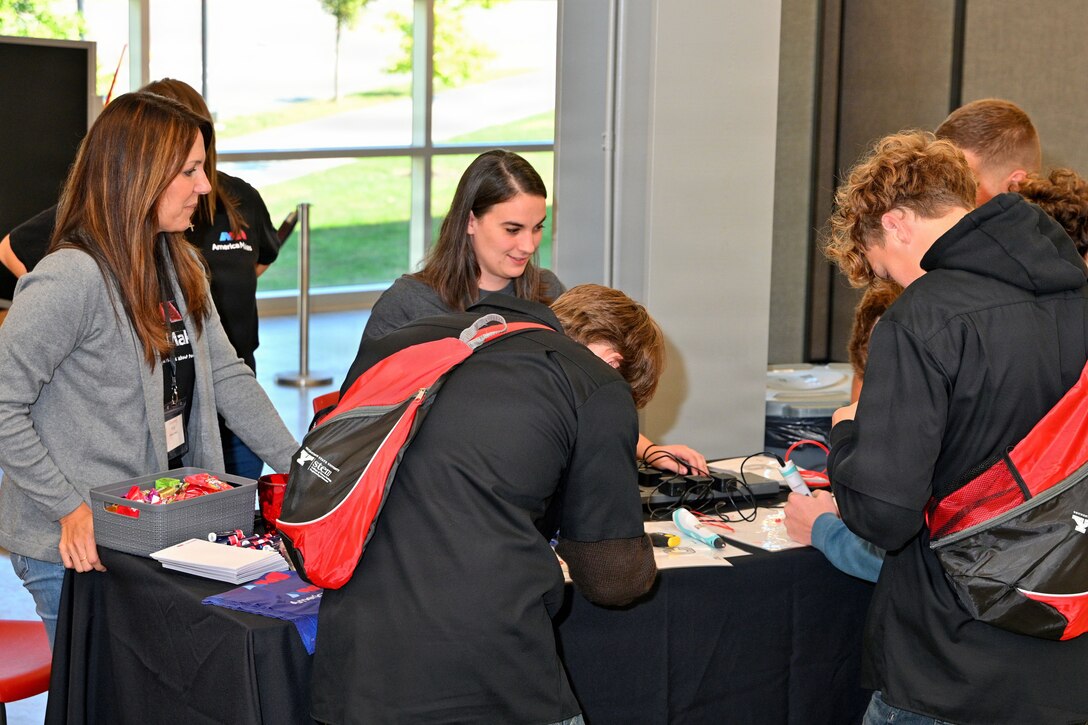 Students at a Manufacturing Month event with America Makes, a DoD Manufacturing Innovation Institute.