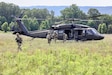 U.S. Soldiers with 1st Battalion, 109th Infantry Regiment perform combat maneuvers during an exercise at Fort Indiantown Gap, Pennsylvania, July 29, 2025. The Soldiers trained in an intensive 96 hour force-on-force exercise to simulate combat against a capable adversary. (U.S. Army National Guard photo by Staff Sgt. Zachery Jockel)