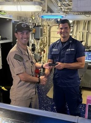 The Coast Guard’s 3D-printed prototype bracket made in Alameda, Calif.