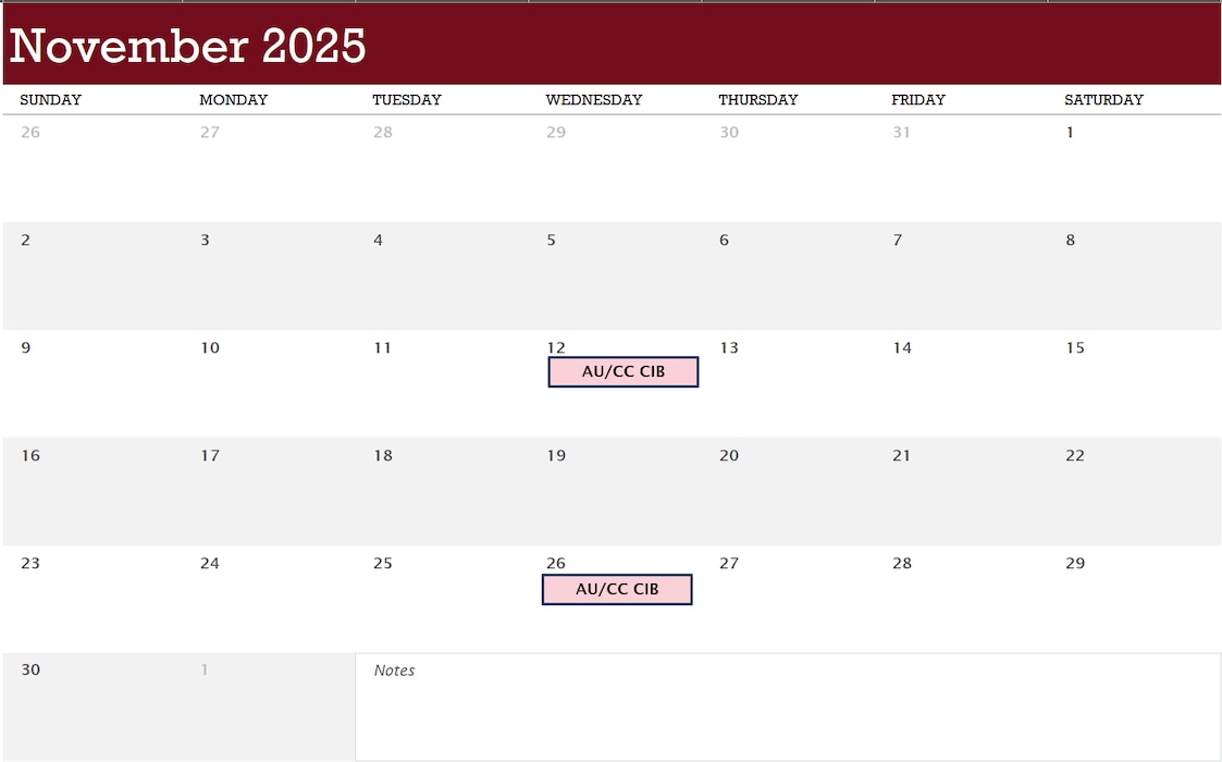 AFWI November2025 Calendar