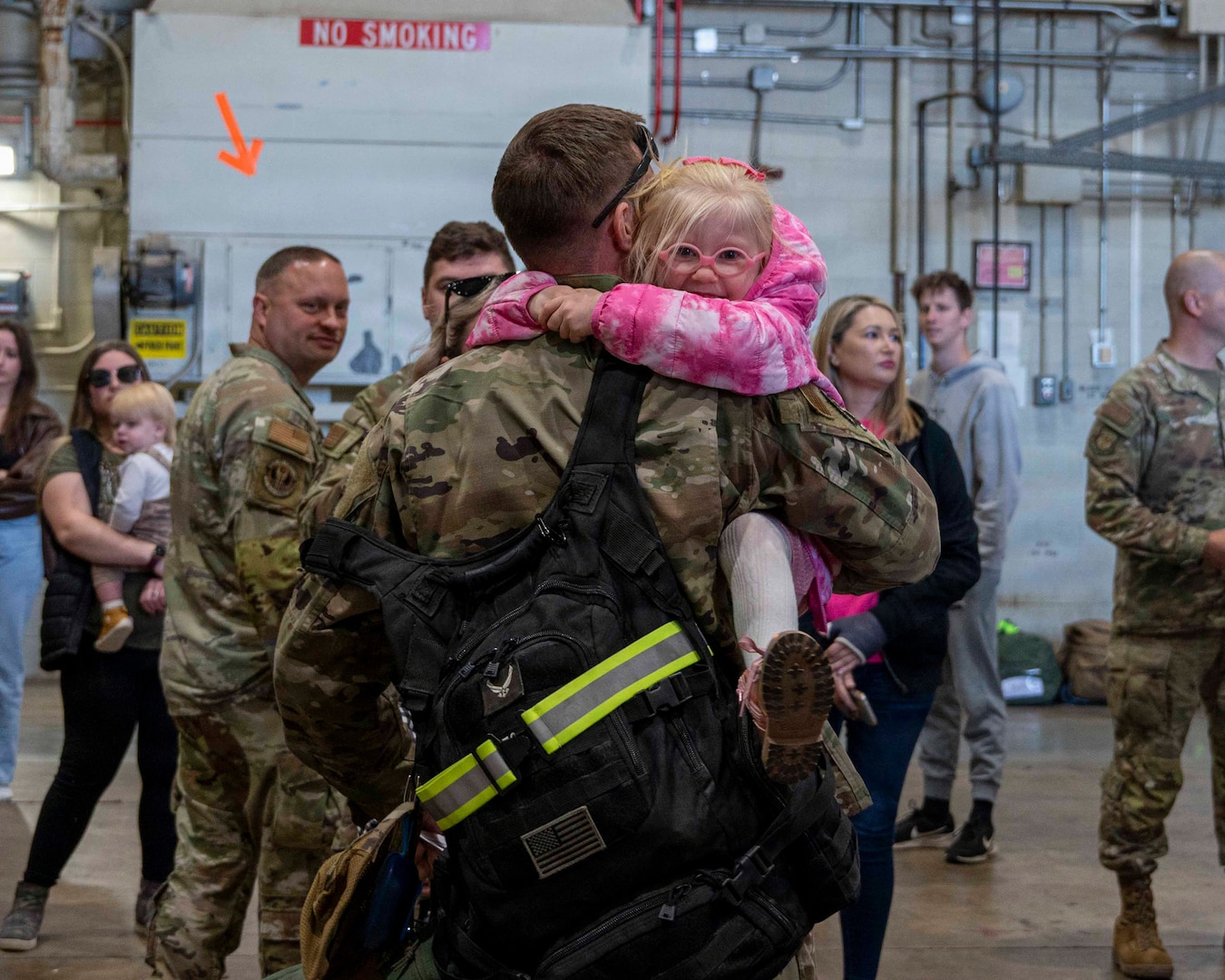 Members of the 171st Air Refueling Wing are welcomed home from deployment by family and friends Oct. 26, 2025.