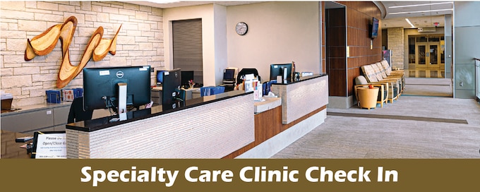 All patients visiting specialty care clinics located on the 2nd floor will check in at the OB/GYN & Well Women’s Clinic front desk. Affected clinics:

• Orthopedics
• Podiatry
• Brace Shop
• Optometry
• Ophthalmology
• Audiology
• General Surgery
• OB/GYN & Well Women

Ambulatory Surgery and Oral Surgery will continue checking in patients at their respective locations.