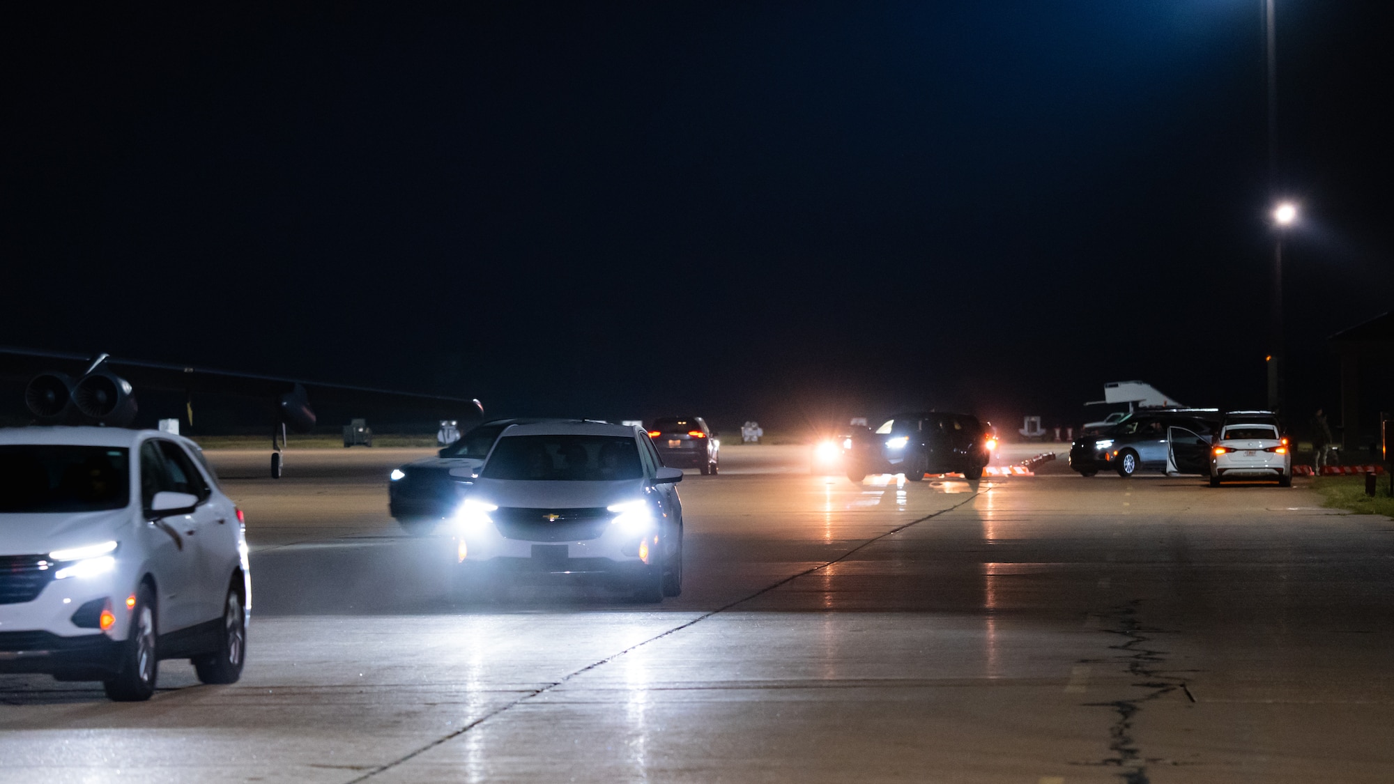 U.S. Airmen stationed at Minot Air Force Base, North Dakota, and Barksdale AFB, Louisiana, respond to an alert drill as part of Exercise Global Thunder 26 at Dyess AFB, Texas, Oct. 28, 2025. Global Thunder is an annual command and control exercise designed to train U.S. Strategic Command Forces and assess joint operational readiness. (U.S. Air Force photo by Senior Airman Jade M. Caldwell)