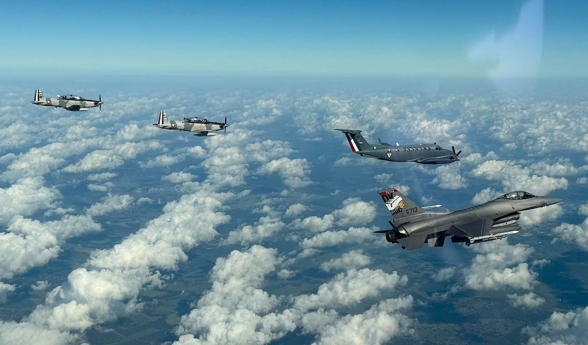 Military aircraft conducting a practice intercept