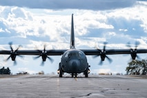 A U.S. Air Force C-130J Super Hercules assigned to the 40th Airlift Squadron, Dyess Air Force Base, Texas, arrives in support of Global Thunder 26 at Minot Air Force Base, Oct. 18, 2025. Exercises like Global Thunder involve extensive planning and coordination to provide training opportunities for assigned units and forces.