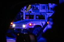 A Humvee is parked on the flight line during Global Thunder 26 at Minot Air Force Base, North Dakota, Oct. 25, 2025. Global Thunder is an annual command and control exercise designed to train U.S. Strategic Command forces and assess joint operational readiness.