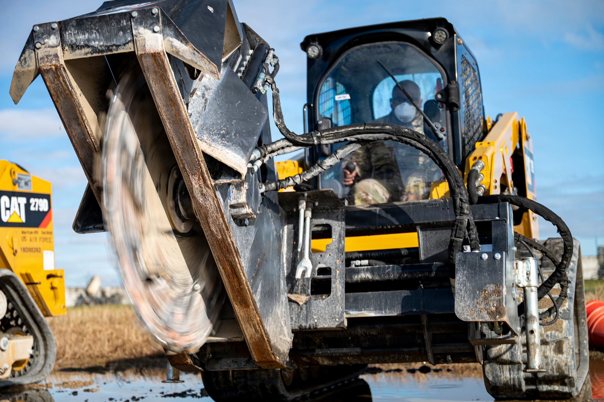 U.S. Army 643rd Engineer Construction Company and 630th Engineer Clearance Company initiated runway repair during joint rapid airfield damage repair training at Osan Air Base, Republic of Korea, Oct.16, 2025.