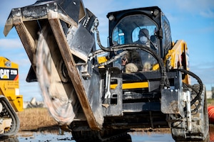 U.S. Army 643rd Engineer Construction Company and 630th Engineer Clearance Company initiated runway repair during joint rapid airfield damage repair training at Osan Air Base, Republic of Korea, Oct.16, 2025.